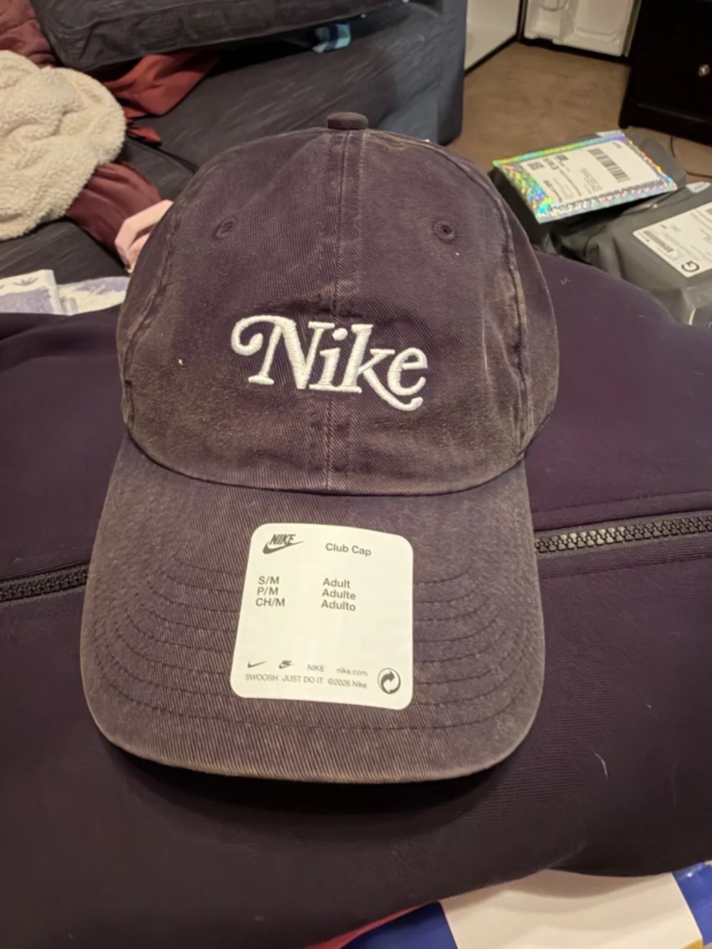 Nike Club Cap Black “Nike” Embroidered Adjustable Hat 1972 Unisex S/M